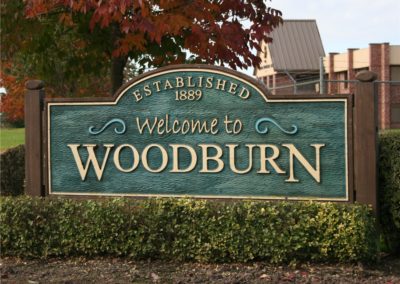 Welcome to Woodburn sign